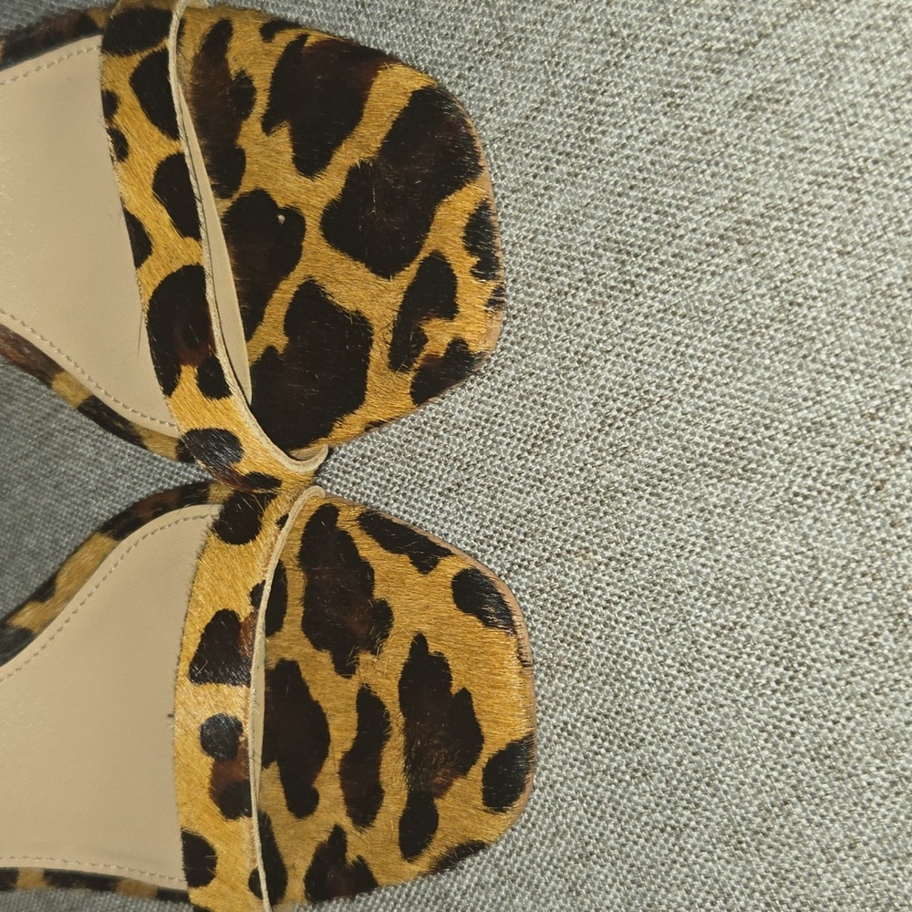 Vince Camuto Brown Tan Heels with Clear Strap Cow Hair - Picture 4 of 7